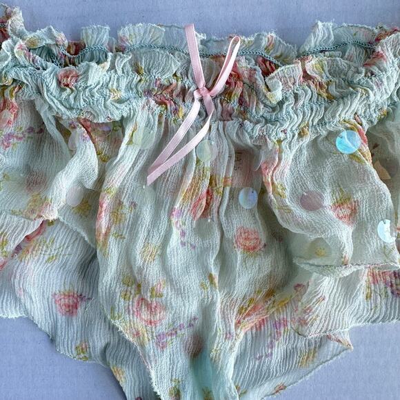 Md NWT Y2K VTG Victorias Secret 2004 Rare Silk Sequin Rose Panty Floral Lingerie - Picture 3 of 8